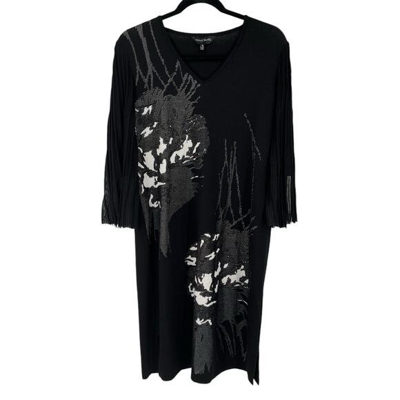 Ming Wang Dress dress Knit Three quarter sleeve black size Medium M - Picture 2 of 9